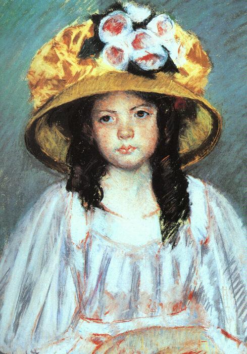 Mary Cassatt Fillette au Grand Chapeau France oil painting art